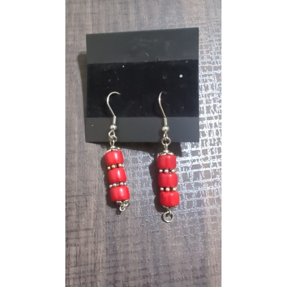 Red Beaded Earrings